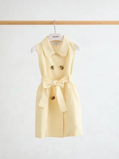 Reiss Babies'  Lemon Yellow Dana 9-13 Yrs Lyocell-blend Buttoned Shirt Dress