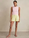 Reiss Lemon Yellow Linen-blend Contrast-waist Boxer Shorts