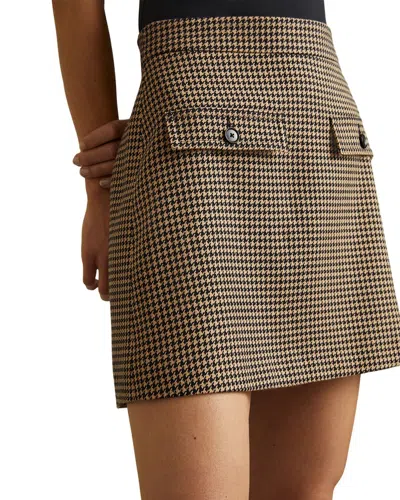 REISS LENA CHECK WOOL-BLEND MINI SKIRT