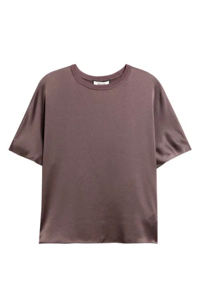 Reiss Lena Crewneck Silk T-shirt In Burgundy