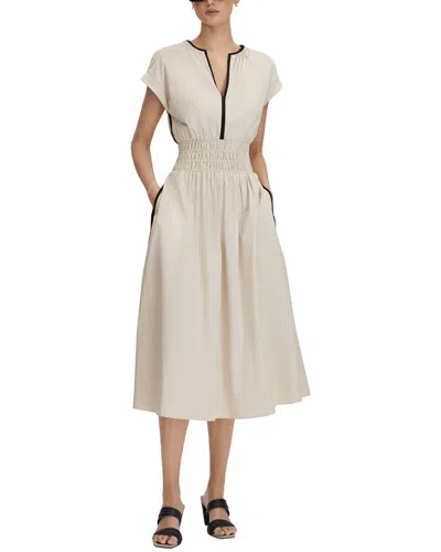 Reiss Lena Ruched Waist Midi Dress In Neutral
