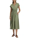 Reiss Lena-ruched Waist Midi In Green