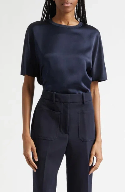 Reiss Lena Silk Crewneck Top In Blue