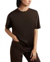 Reiss Lena Silk Short Sleeve Top In Brown
