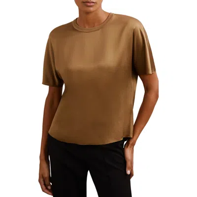 Reiss Lena Silk Top In Brown