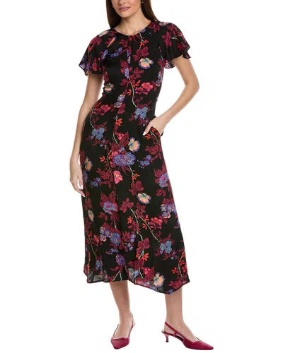 Reiss Leni Print Cap Sleeve Dress In Black