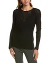 Reiss Black Sheer Knitted Long Sleeve Top In Black