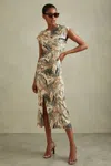 Reiss Lennia Abstract-print Stretch-jersey Midi Dress In Multi