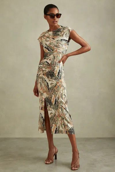Reiss Lennia Abstract-print Stretch-jersey Midi Dress In Multi