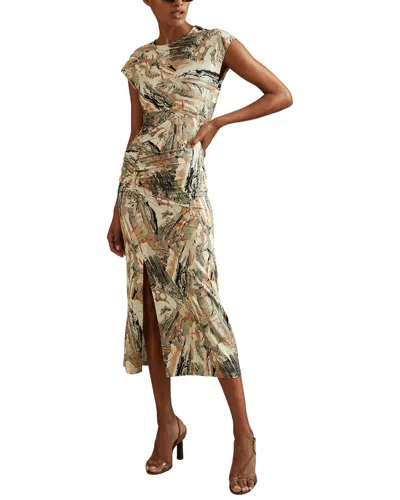 REISS REISS LENNIA JERSEY PRINT MIDI DRESS