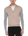 Reiss Men's Two-tone Quarter-zip Wool Sweater In Neutral