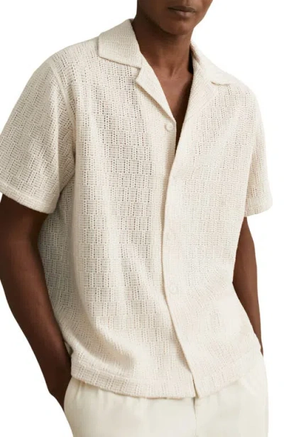 Reiss Leon Openwork Camp Shirt In White