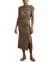 Reiss Leonore Ruched Detail Jersey Midi Dress In Brown