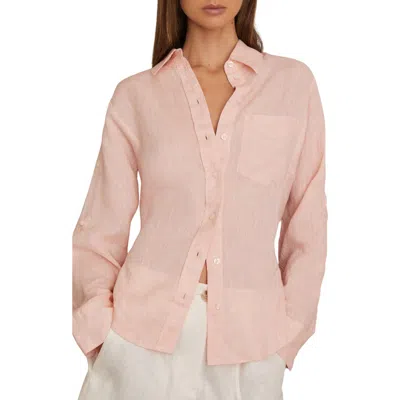 Reiss Leora Linen Tie Back Button-up Shirt In Pink