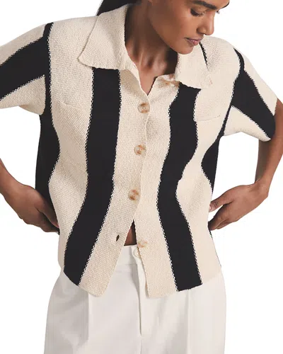 Reiss Les 100 Ciels Clive Striped Button Shirt In Black/ivory