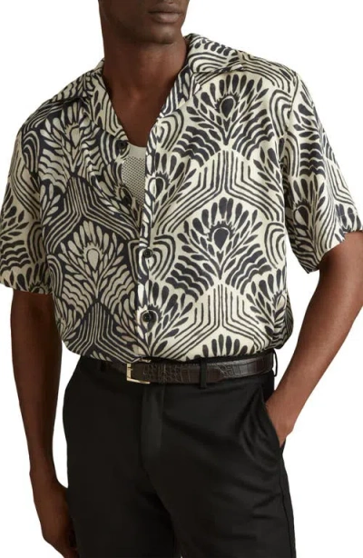 Reiss Levesi Relaxed Fit Camp Shirt In Black