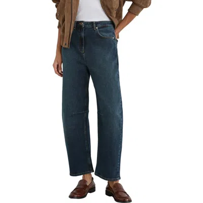 Reiss Levitt High Waist Barrel Leg Jeans In Blue