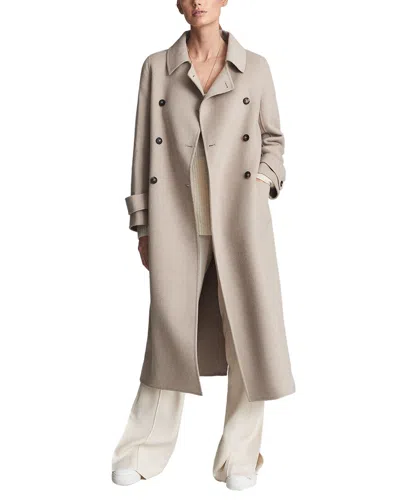 Reiss Lexi Button Blindseam Wool-blend Coat In Brown