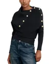 Reiss Navy Rib-knit Button Shawl Jumper In Black