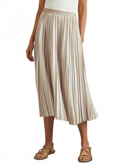 Reiss Lexie Striped Pleated Midi Skirt In Nuetral In Neutral