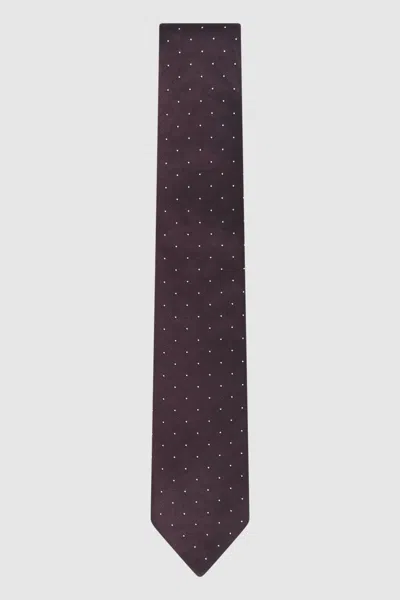 Reiss Liam - Burgundy Polka Dot Silk Tie,