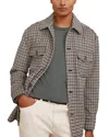 Reiss Grey Liam Houndstooth Wool-blend Houndstooth-check Overshirt In Gray
