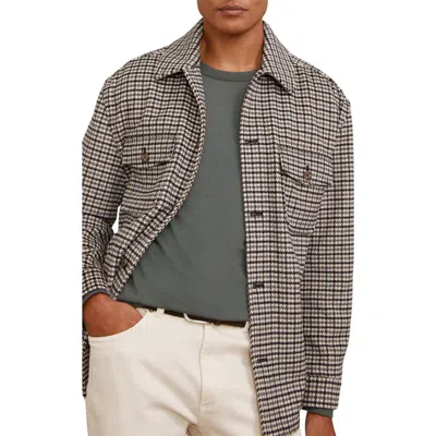 Reiss Grey Liam Houndstooth Wool-blend Houndstooth-check Overshirt In Multi