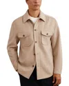 Reiss Liam Long Sleeve Button Front Overshirt In Neutral