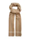 Reiss Womens Camel Liana Checked Wool And Cashmere Scarf In Camel