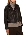 Reiss Lidia Leather Biker Jacket In Brown