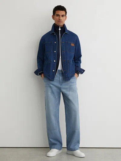 Reiss Light Blue Bassett Monogram Relaxed-fit Carpenter Jeans