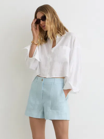 Reiss Light Blue Linen Chambray Shorts