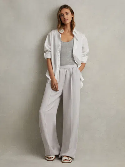 Reiss Light Blue Lyocell-linen Wide Leg Trousers