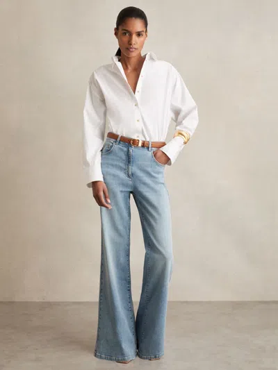Reiss Light Blue Mid-rise Flared Jeans