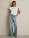Reiss Light Blue Petite Patch Pocket Flared Jeans