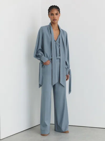 Reiss Light Blue Petite Denim-look Wide-leg Trousers