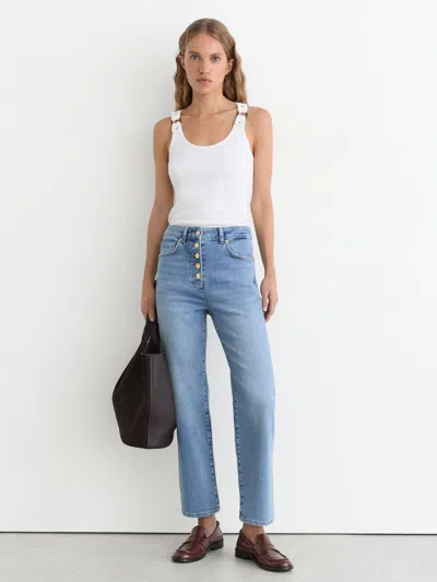 Reiss Light Blue Petite Straight-leg Cropped Jeans