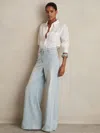 Reiss Light Blue Petite Stretch-cotton Wide-leg Jeans