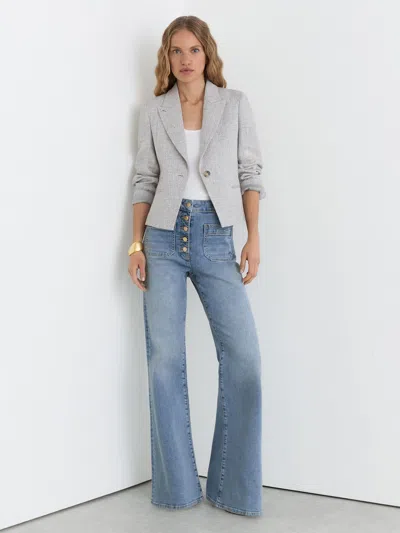 Reiss Light Blue Petite Twin-pocket Button Flared Jeans