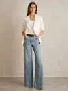 Reiss Light Blue Petite Twist Seam Wide Leg Jeans