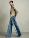 Reiss Light Blue Petite Wide-leg Contrast-panel Jeans