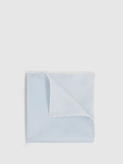 Reiss Light Blue Polka Dot Silk Pocket Square