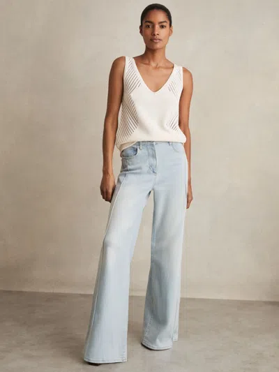 Reiss Light Blue Stretch-cotton Wide-leg Jeans
