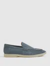 Reiss Light Blue Suede Slip-on Loafers