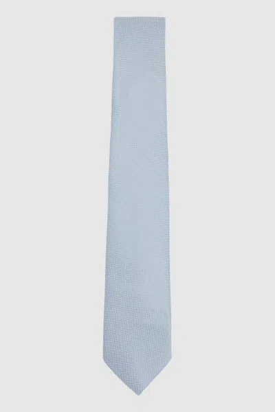 Reiss Light Blue Ceremony Textured Tie With Silk In Light Blue