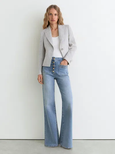 Reiss Light Blue Twin-pocket Button Flared Jeans