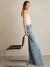 Reiss Light Blue Twist Seam Wide Leg Jeans
