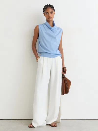 Reiss Light Blue Ultra-soft Merino Wool Funnel-neck Vest