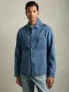 Reiss Light Blue Wash Cotton-denim Button-through Overshirt