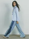 Reiss Light Blue Wide-leg Contrast-panel Jeans